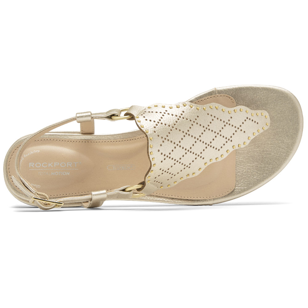 Rockport Thongs For Womens Gold - Total Motion Zosia Perforated - BP1403652